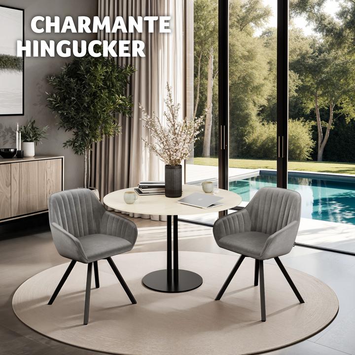 Immagine prodotto tectake Poltrona girevole con braccioli Snug effetto velluto, imbottita