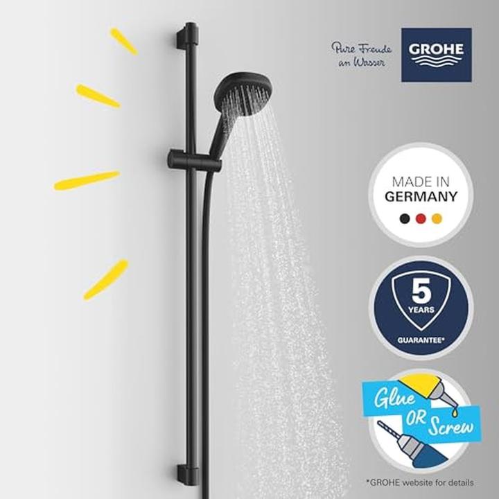 Produktbild Grohe Vitalio Comfort 110 QuickFix Brausestangenset, kleben oder bohren, wassersparend, 2 Strahlarten, mat
