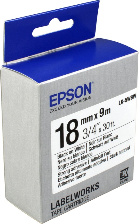 Actual product image Epson Label cassette LK-5WBW (1.80 cm, White)