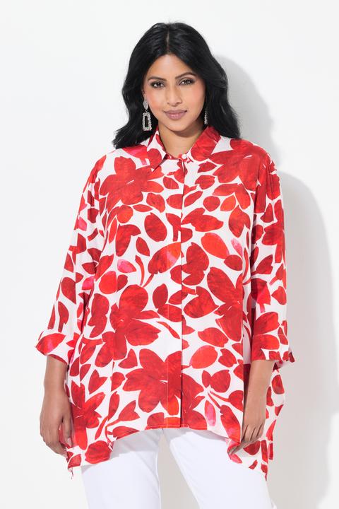 Actual product image Ulla Popken Petal Print Pointed Hem Button Down Blouse (46, 48)