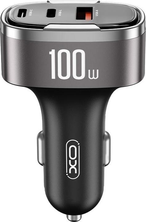 Actual product image xO car charger CC61 PD QC 3.0 100W 1x USB 1x USB-C 1x Lightning gray
