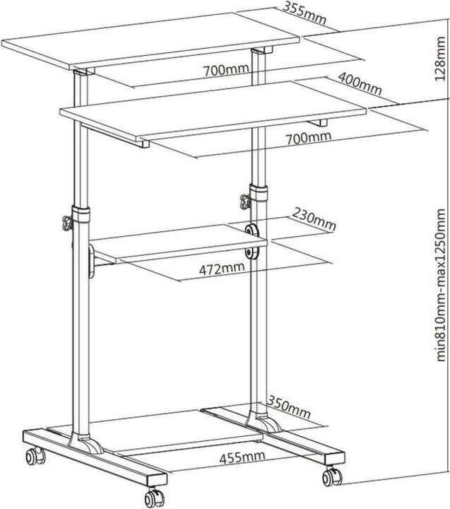 Actual product image Techly Universal Trolley (70 x 40 x 125 cm)