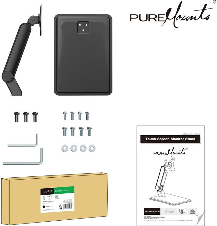 Image du produit PureMounts Tischhalterung PM-OFFICE-ST-20 bis 8 kg – Schwarz (Tables, 32", 8 kg)
