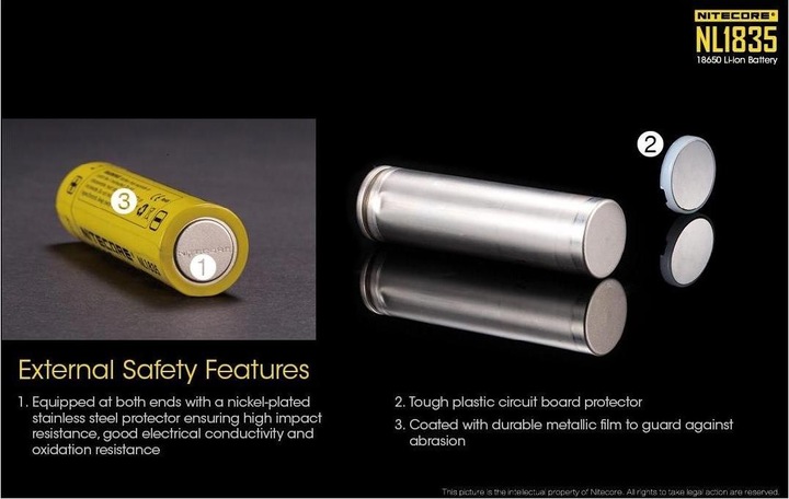Actual product image Nitecore 18650 USB battery 3500mAh NL1835r