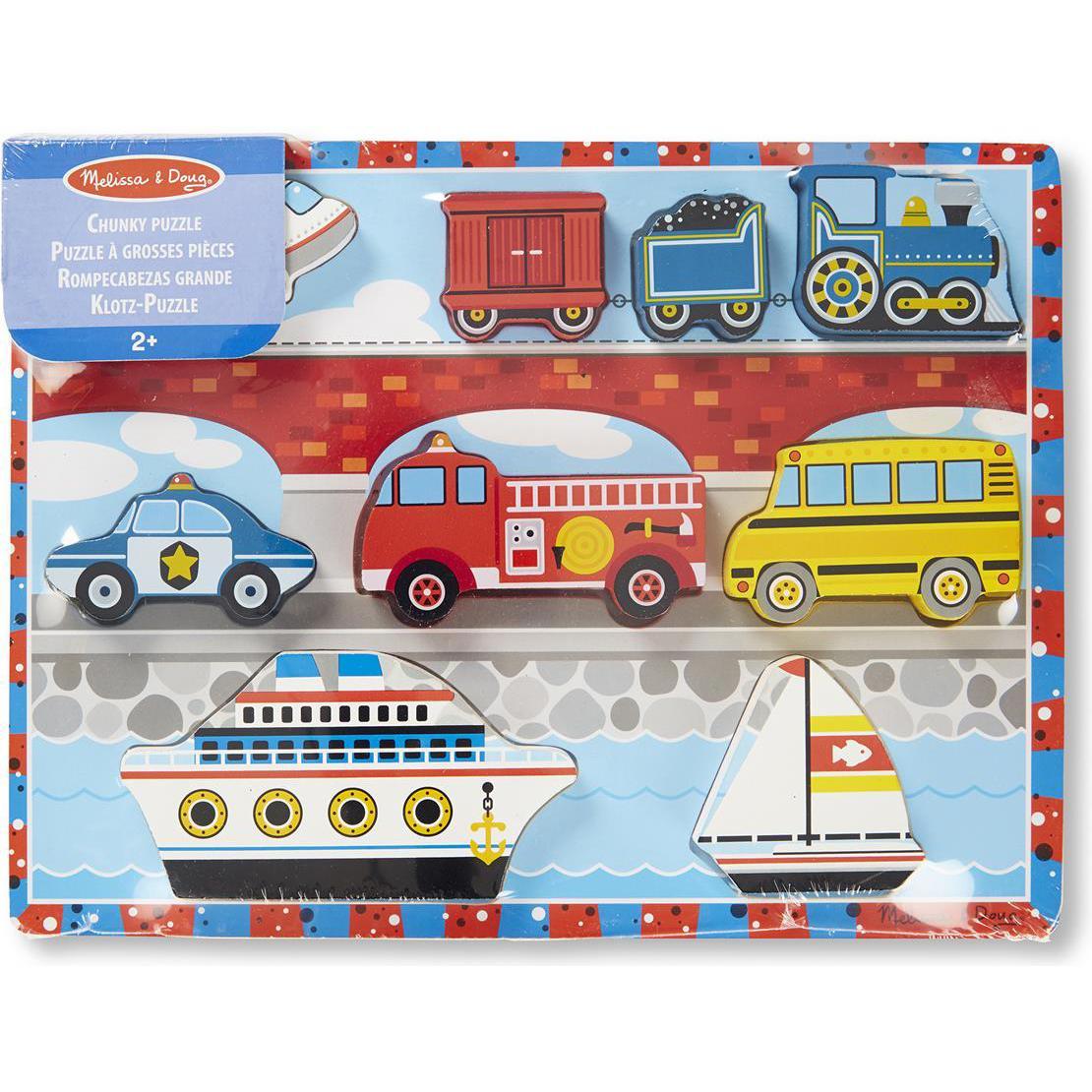 Melissa & Doug Wooden Chunky Puzzle Vehicles