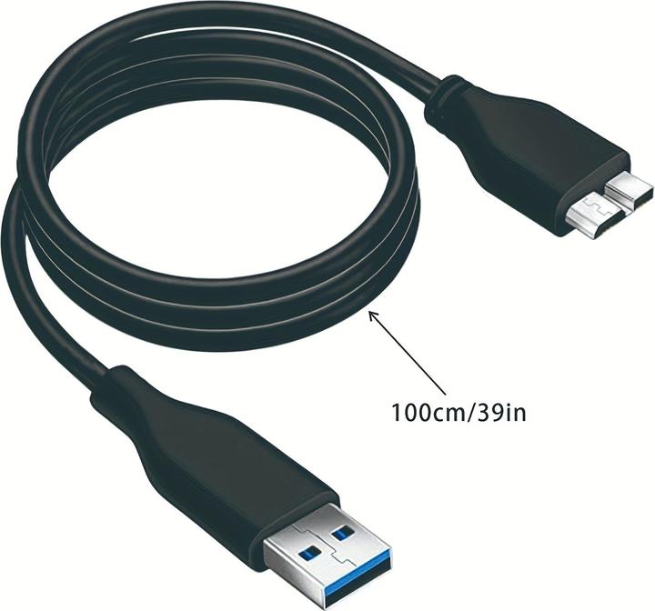 Produktbild PhoneLook USB A 3.0 zu Micro USB B Datenkabel schnell (4,8 Gbps) für externe Festplatten (1 m) (1 m, USB 3.2 Gen 1, 4.80 W)