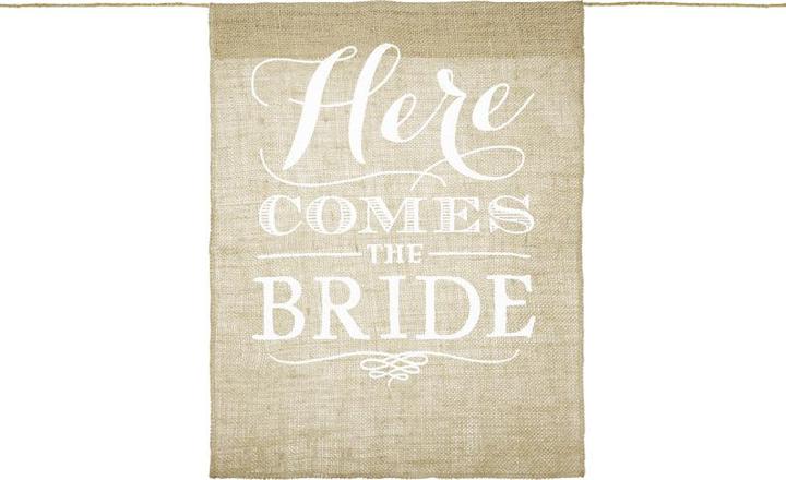 Productafbeelding Partydeco Gangpad bord- Hier komt de bruid, 41x51cm (1 pkt / 1 st.)