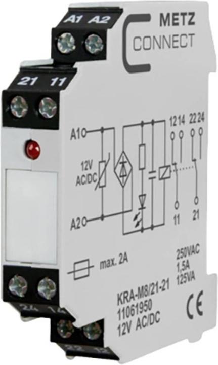 Actual product image Metz Connect Coupling module 12, 12 V/AC, V/DC (max) 2 changeover contacts 11061950 1 pc.