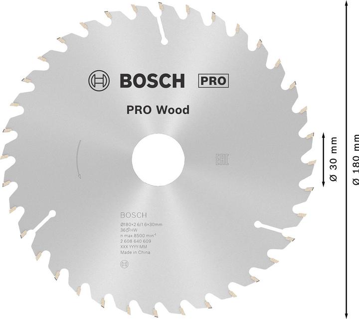 Actual product image Bosch Professional Zubehör PRO Wood circular saw blade, 180 x 2.6 x 30 mm