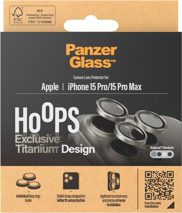 Produktbild PanzerGlass Hoops Camera Lens Protector (1 Stück, Apple iPhone 15 Pro Max, Apple iPhone 15 Pro)
