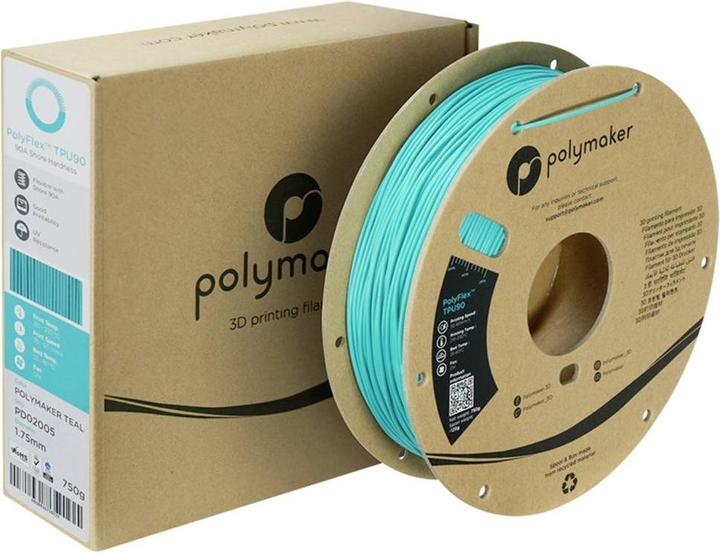 Produktbild Polymaker PolyFlex TPU-90A Teal 1.75mm 750g (TPU, 1.75 mm, 750 g, Türkis)