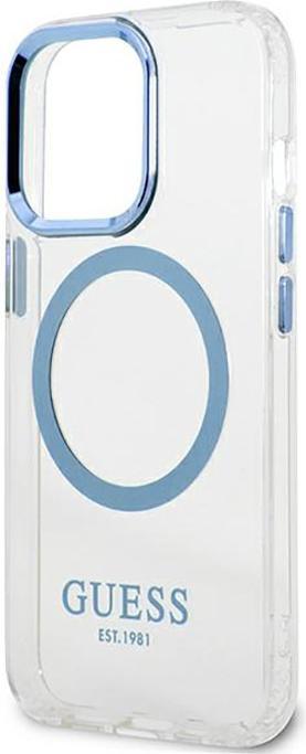 Actual product image Guess GUHMP13XHTRMB iPhone 13 Pro Max 6.7" niebieski/blue hard case Metal Outline Magsafe (Apple iPhone 13 Pro Max)