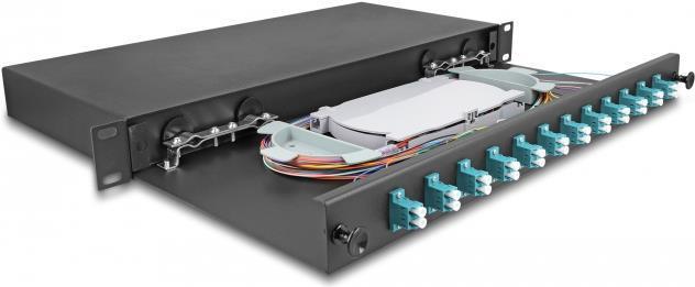 Actual product image Delock 19? Fibre optic splice box 12 x LC duplex OM3 1U completely equipped ready to splice