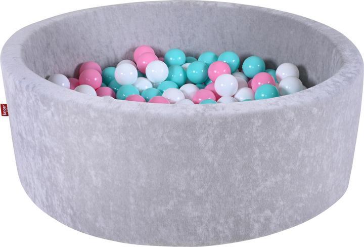 Knorrtoys Bällebad soft - "Grey" - 300 balls rose/creme/lightblue (ca. 6cm Durchmesser)