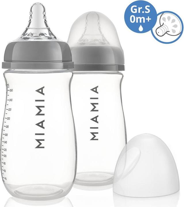 Produktbild MiaMia Babyflaschen PP-Flasche 2er Pack 260 ml + Silikon-Trinksauger (260 ml)