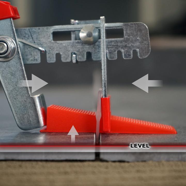 Actual product image XPOtool Tile Levelling System Set 800 Tile Wedges, 800 Pull Tabs 1.5mm, & Levelling Pliers