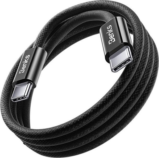 Produktbild Benks D46 geflochtenes Typ-C zu Typ-C Schnellladekabel 2m - Schwarz (2 m, USB 2.0, USB 3.0, USB 1.0, USB 1.1, 60 W)