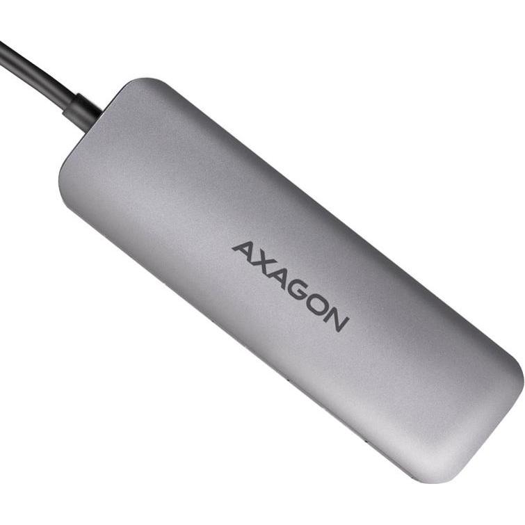Thumbnail - Axagon HMC-HCR3A (USB-C, 4 Ports), Dockingstation + USB Hub, Grau