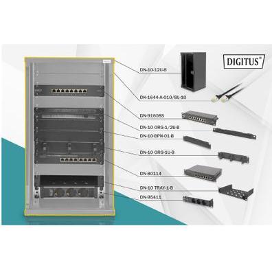 Digitus Netzwerk-Set 254 mm (10") - 12HE, 312 x 300 mm (B x T) (5.71 HE, 10 Zoll Rack), Serverschrank, Schwarz