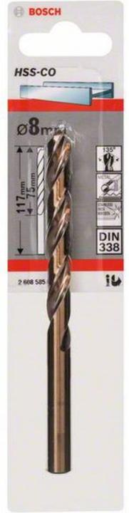 Actual product image Bosch Professional Zubehör Metal drill HSS-Co, DIN 338, 8 x 75 x 117 mm, 1-pack (8 mm)