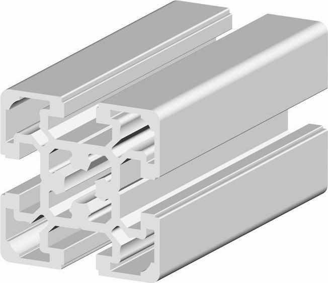 RS PRO Alu Strebenprofil 50 x 50, 4-fach Nut 10mm, Länge 2m