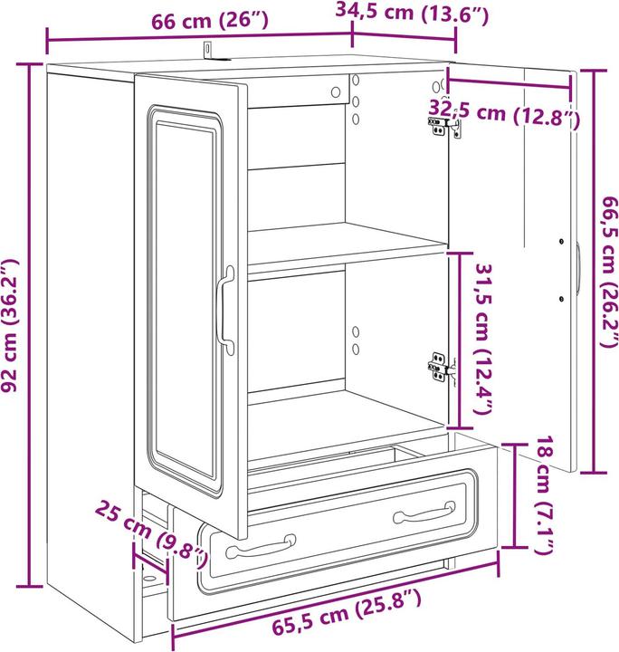 Image du produit vidaXL Sideboard-Aufbewahrung (34.50 x 66 x 92 cm)