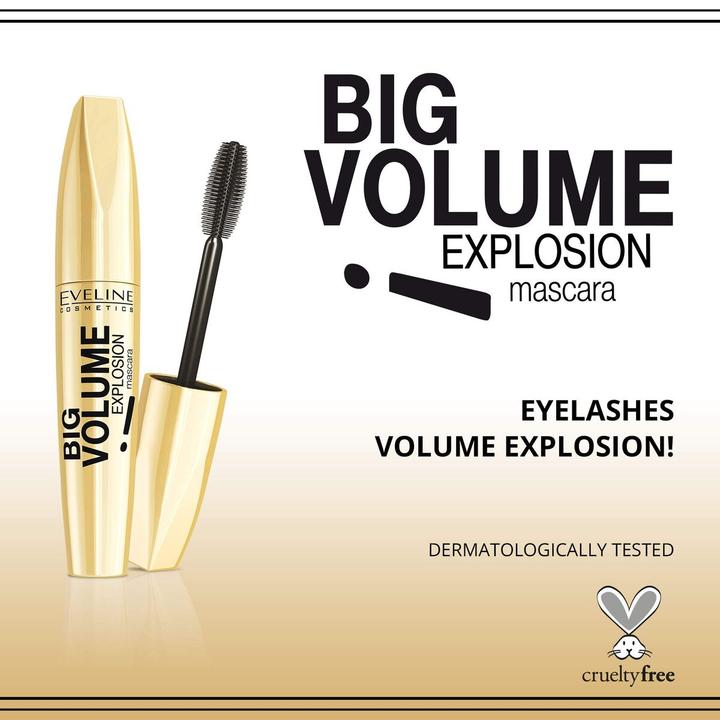 Actual product image Eveline Cosmetics Big Volume Mascara for maximum lash volume 11ml (Deep black)