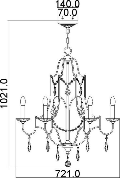 Image du produit Elstead Lighting Valentina Lustre E14 6 branches Bronze oxydé (72.10 cm)