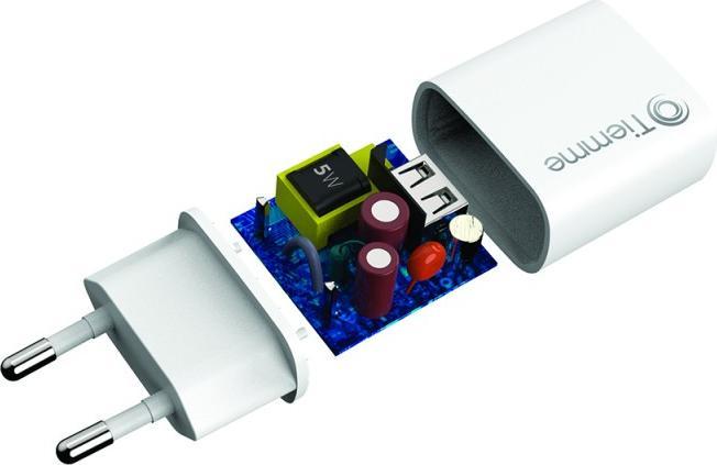 Produktbild Tiemme Chargeur secteur 1 port USB 5W + Cable USB-A vers USB-C 1m (Blanc) (5 W, 1 Port)