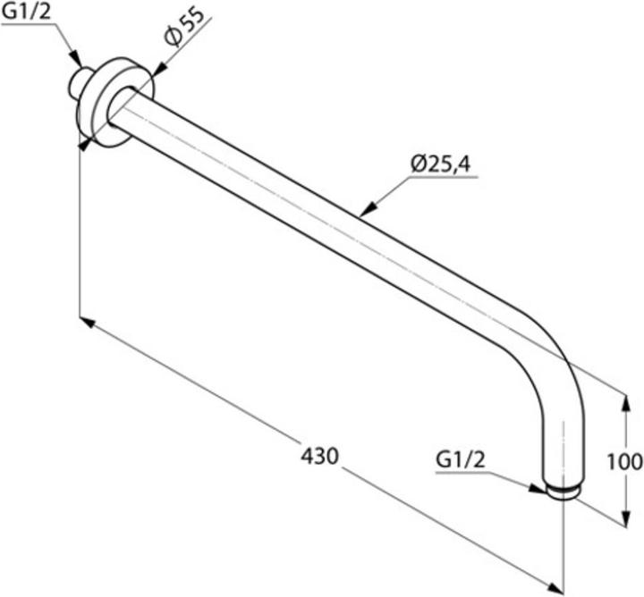 Produktbild Kludi Brausearm A-QA, Ausladung 400mm, mattschwarz