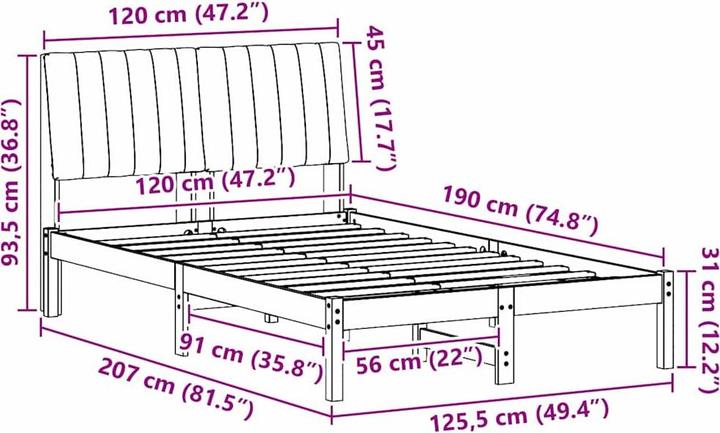 Produktbild vidaXL Bettgestell (120 x 190 cm)