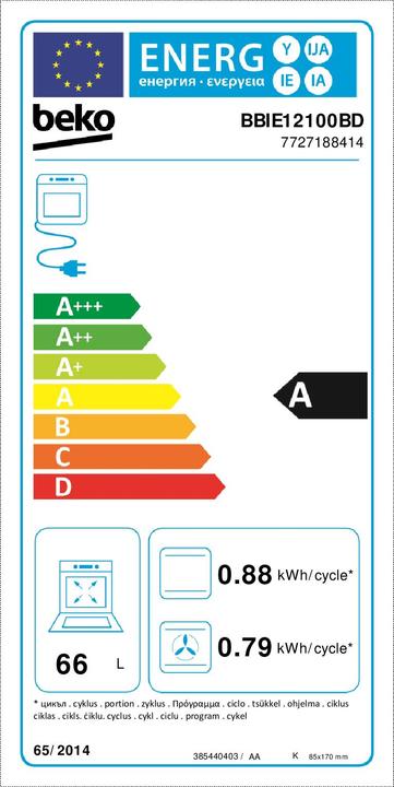Label énergétique Beko BBIE12100BD