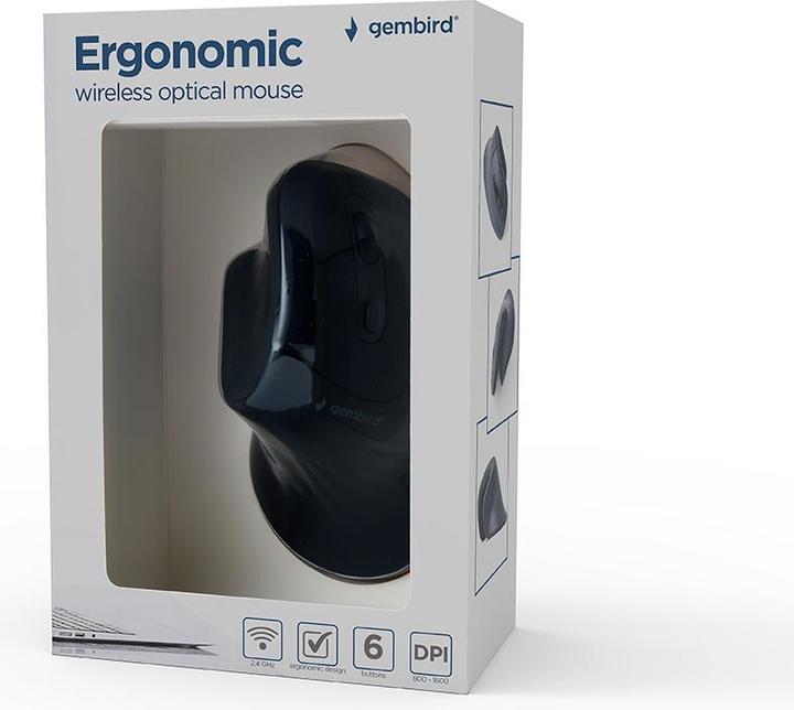 Produktbild Gembird Ergonomic mouse 6 buttons black (Kabellos)