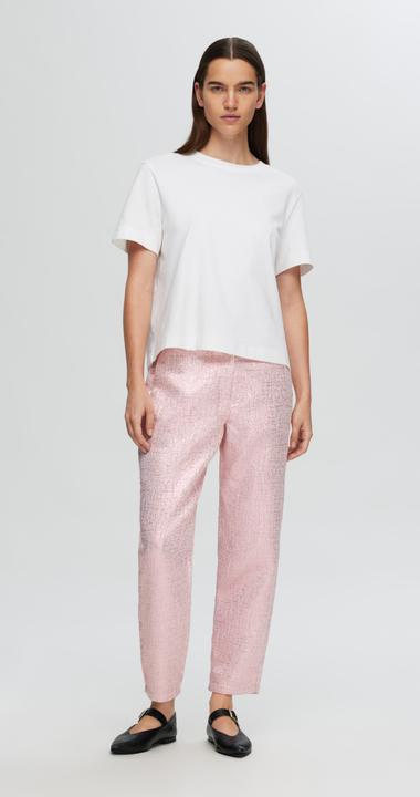 Actual product image Selected Metallic jacquard cropped trousers