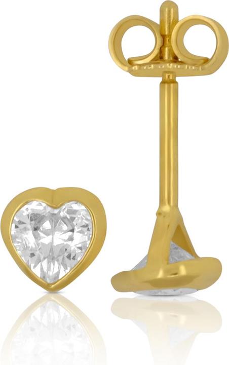 Immagine prodotto Muau Orecchini a cuore in oro giallo 750 zirconi 4mm (Oro 750/18 K)