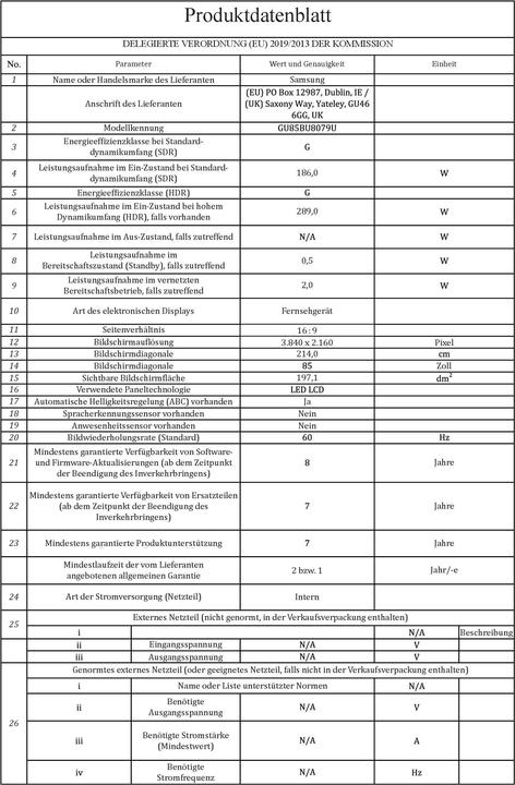 Produktbild Samsung GU85CU8079UXZG (85", LED, 4K)