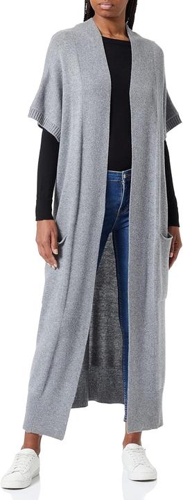 Produktbild True Religion Damen Lang Stehkragenloser Strickweste Grau Melange (XS)