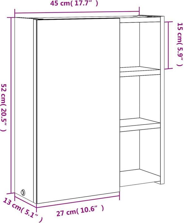 Produktbild vidaXL Spiegelschrank (45 x 13 x 52 cm)