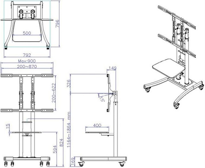 Produktbild Value LCD/TV-Rollständer (Universal, 100", 125 kg)