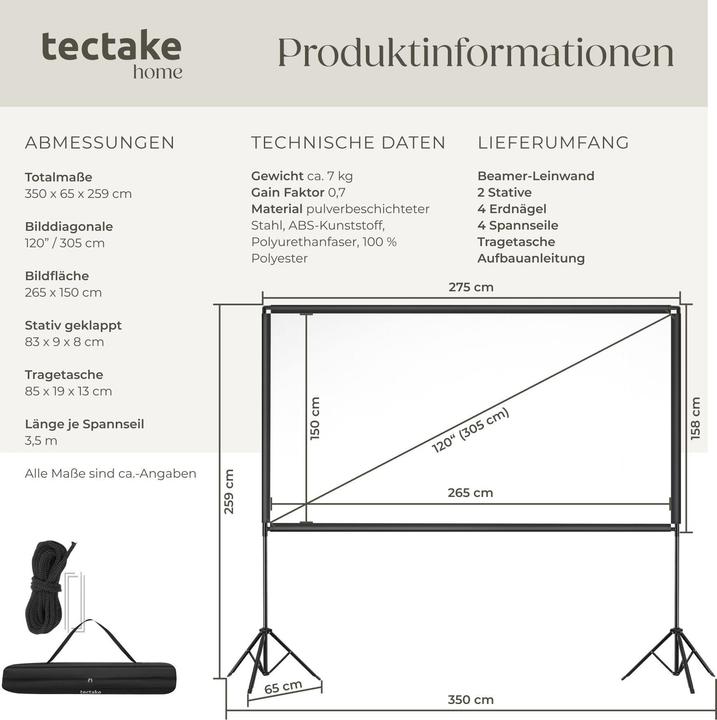 Produktbild tectake Cinema (120", 16:9)