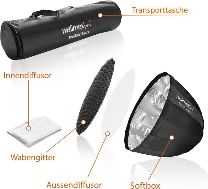 Actual product image Walimex pro per Studio Line Deep Rota QA70 (Parabolic Softbox, 70 cm)