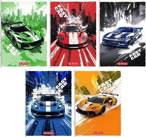 Produktbild Herlitz Fast Cars A5/32K Doppelzeilen-Notizbuch (10 Stück) (A5, Weicher Einband)