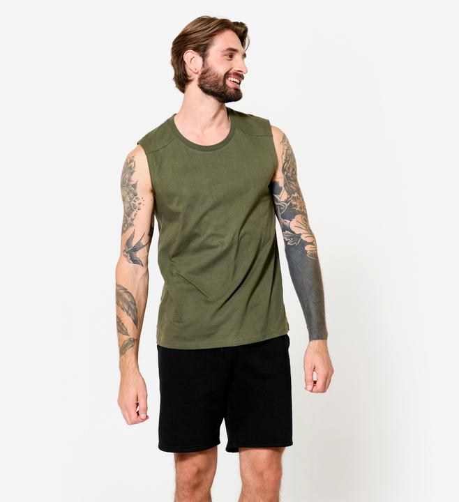 Domyos Men's Stretchy Fitness Tank Top - Khaki Green (XXL)