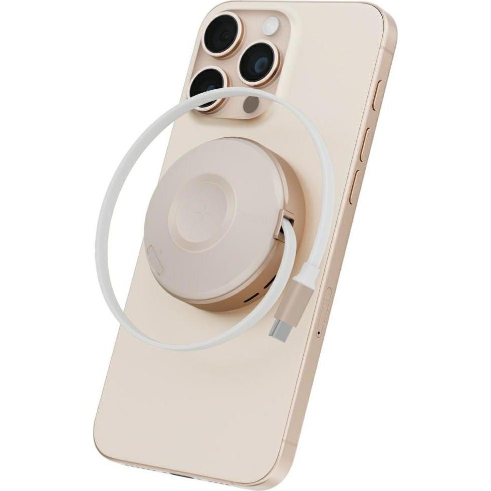 Energea Wireless charger MAGDUO ARC 2in1 for phone and Apple Watch with retractable cable gold, Caricabatteria senza fili, Oro