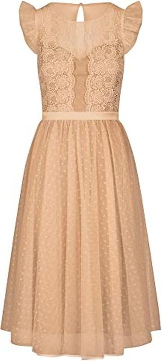 Apart Fashion Cocktail Dress with Romantic Look, Round Neck, Short Flounce Sleeves, Curled Waistband (M)