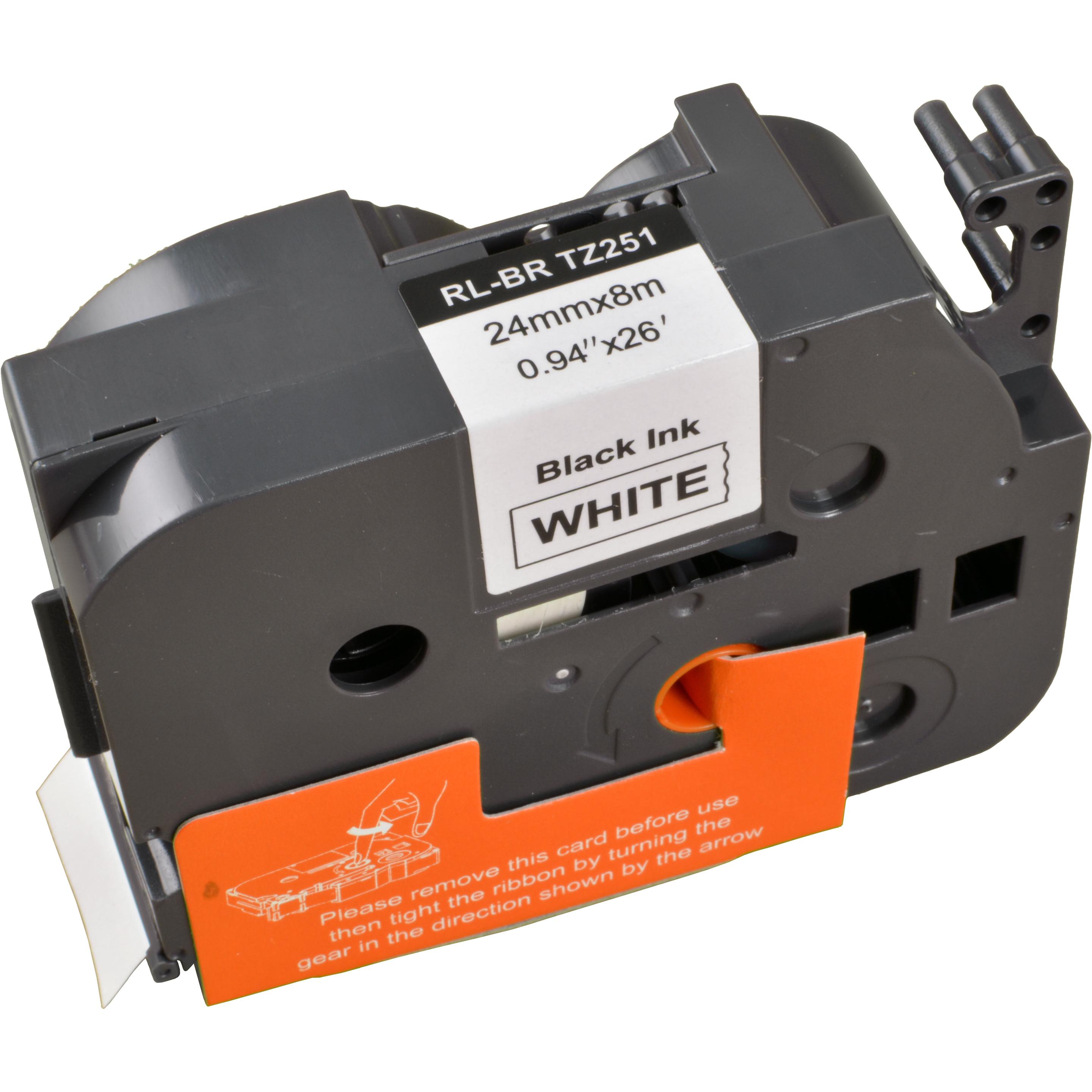 Thumbnail - Ampertec, Beschriftungsband, P-Touch Band kompatibel zu TZe-251 schwarz auf weiss 24mm / 8m (2.40 cm, Schwarz)