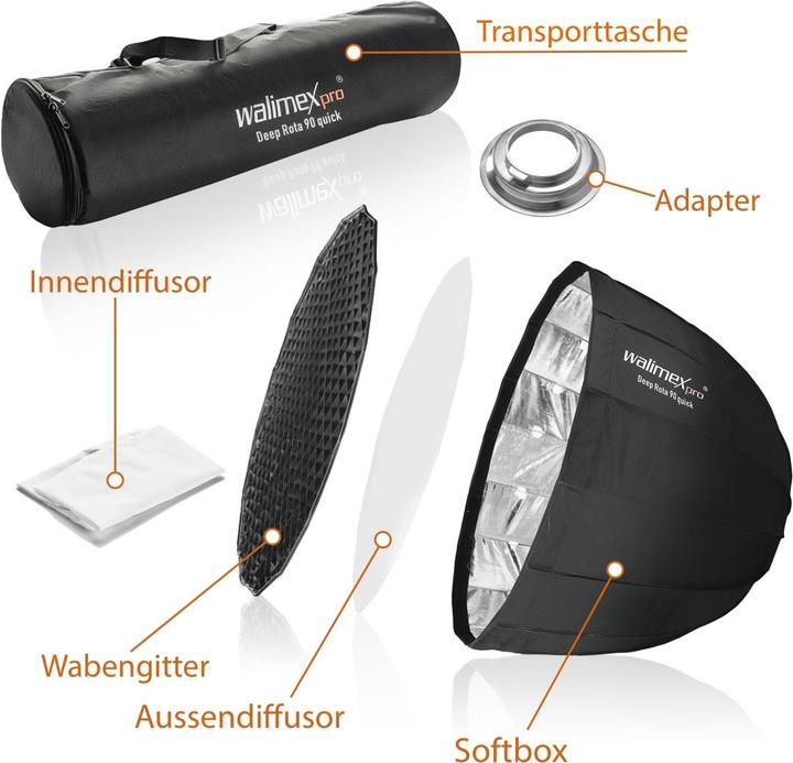 Actual product image Walimex pro per Studio Line Deep Rota QA90 (Parabolic Softbox, 90 cm)