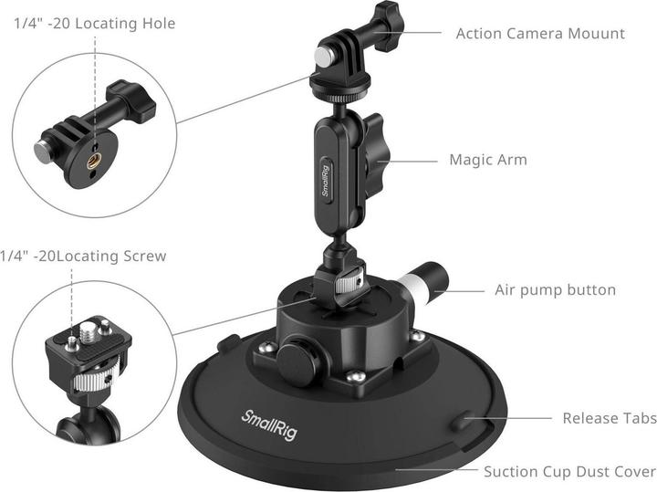 Productafbeelding SmallRig 5856 6" Suction Cup Mount for Action Cameras