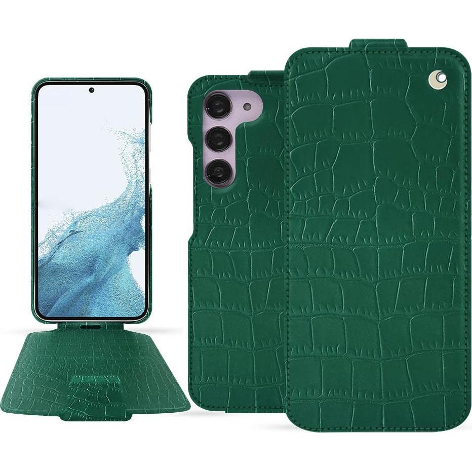 Noreve Lederschutzhülle vertikal (Samsung Galaxy S23), Smartphone Hülle, Grün