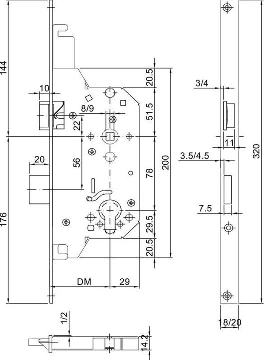 Image du produit MSL Serrure à ent. ROLLTRIBLOC 1857H, RZ, 60 (Serrure à mortaise)